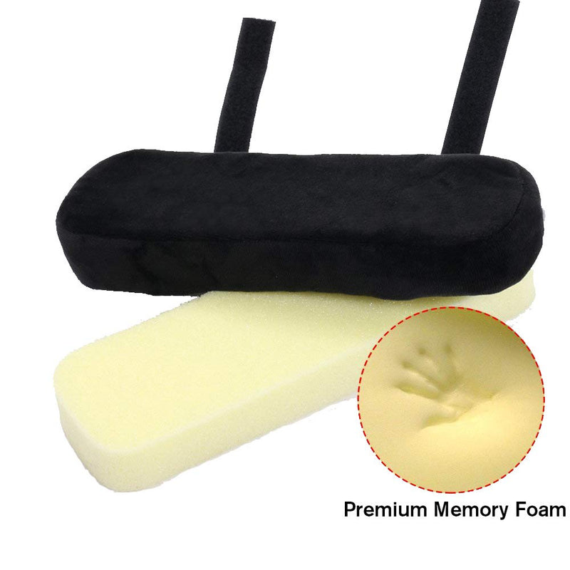 [Australia - AusPower] - 2 Pack Office Chair Armrest Pads Covers with Memory Foam Elbow Pillow for Forearm Pressure Relief, Black Arm Rest Covers for Office Chairs, Wheelchair, Comfy Gaming Chair 