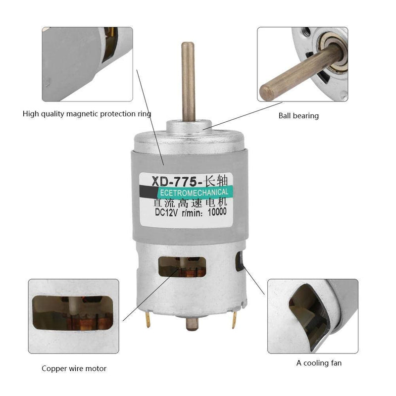 [Australia - AusPower] - 775 DC Motor, High Power Torque Extension Shaft DC Motor 12v/ 24v(12V 10000RPM) 12V10000RPM 