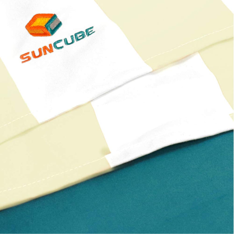 [Australia - AusPower] - SUN CUBE Microfiber Beach Towel | Sand Free Towel, Lightweight, Quick Dry, Compact Swim Towel for Adults | Packable Easy to Carry Towel for Beach, Pool, Camping, Travel Beige Standard - 60 x 30" 