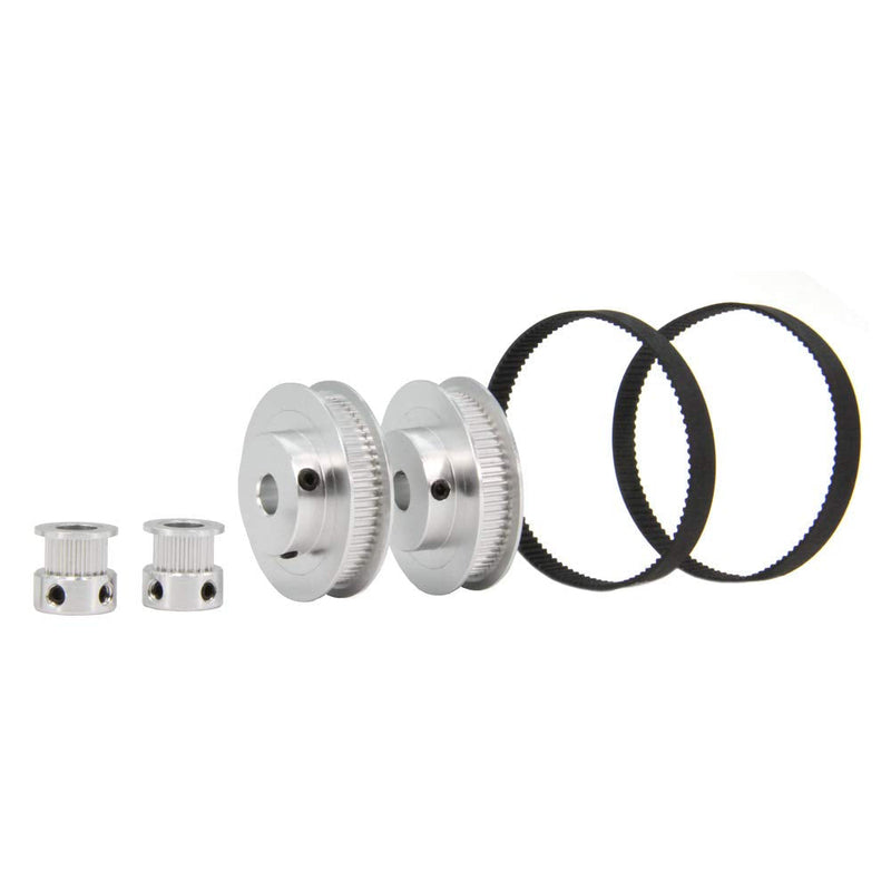 [Australia - AusPower] - Zeberoxyz 2PCS Set GT2 Synchronous Wheel 20&60 Teeth 8mm Bore Aluminum Timing Pulley with 2PCS Length 200mm Width 6mm Belt (20-60T-8B-6) 20-60T-8B-6 