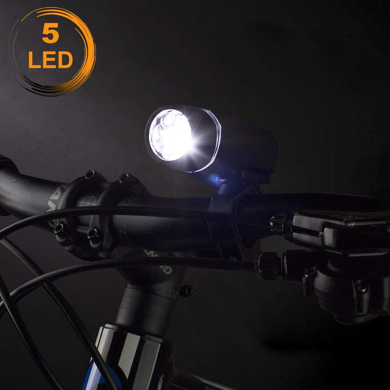 [Australia - AusPower] - BV Bicycle Light Set Super Bright 5 LED Headlight, 3 LED Taillight, Quick-Release 
