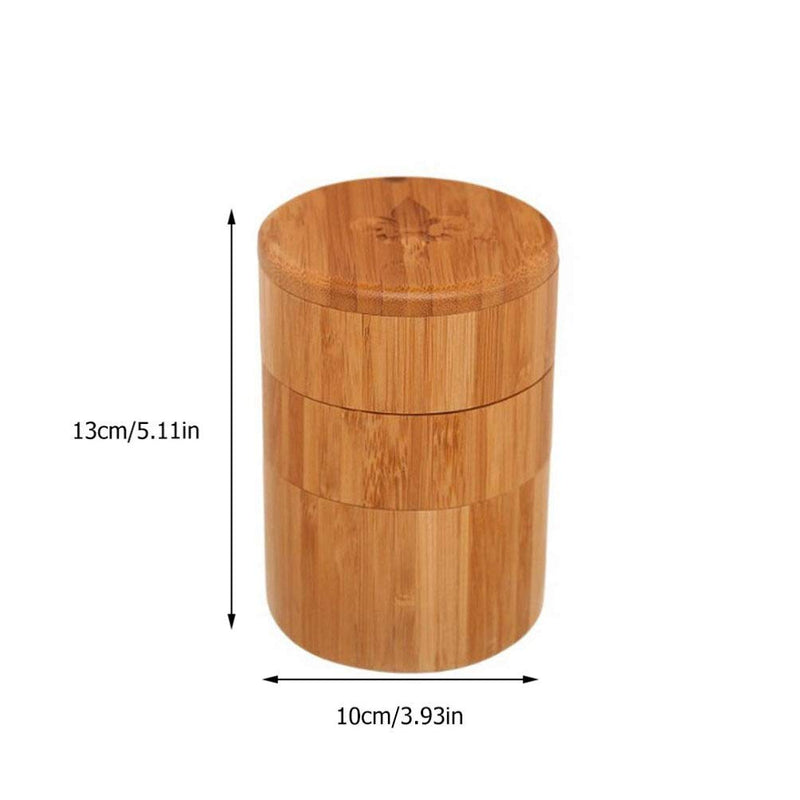 [Australia - AusPower] - Cabilock 1 Set 3-Tier Bamboo Triple Salt Box Kitchen Divided Spice Holder Rotating Wood Salt Seasoning Jar Sugar Container with Swivel Lids (Khaki) 