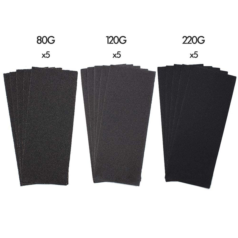 [Australia - AusPower] - Annietfr 80 Grit 120 grit 220 Grit Assorted Grit Sandpapers for Wood Furniture Finishing, Metal Sanding and Automotive Polishing, 9 x 3.6 Inch Dry or Wet Sanding Sheets (15pcs) 
