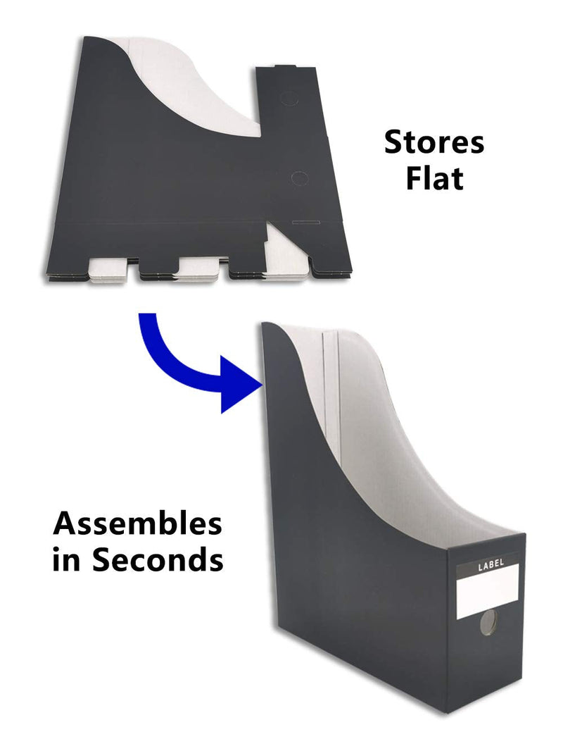 [Australia - AusPower] - HUAPRINT Black Magazine Holder(6 Pack) Cardboard Magazine File Holder-Folder Holder,Magazine Organizer,Document Organizer,Magazine Storage Box,With Labels 
