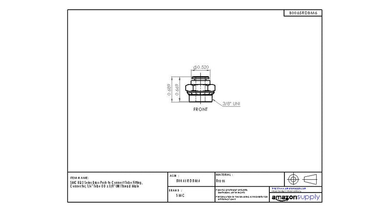[Australia - AusPower] - SMC KQ2H07-U03A Brass Push-to-Connect Tube Fitting, Adapter, 1/4" Tube OD x 3/8" UNI Thread Male 