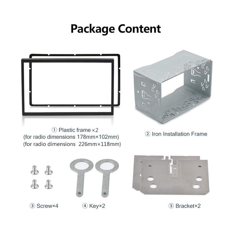 [Australia - AusPower] - Universal Double DIN Installation Slot Metal Car Stereo Radio Mounting Frame 2DIN Universal Car Radio Adapter in-Dash Mounting Frame Complete Fitting Kit 