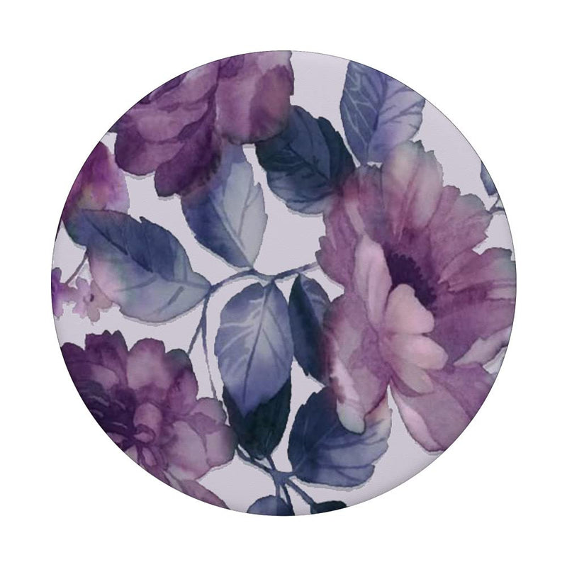 [Australia - AusPower] - Watercolor Purple Blossoms Floral with Purple flowers PopSockets Swappable PopGrip Black 