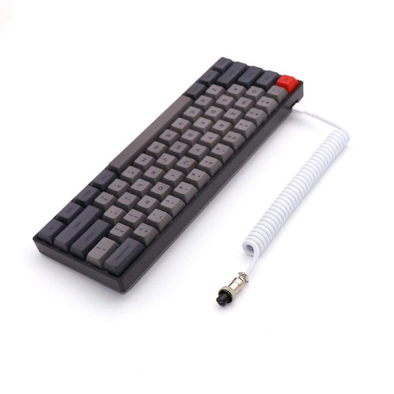 [Australia - AusPower] - Angitu L Shape Single Sleeved PET Coiled Type C Cable for Mechanical Keyboard Coiling Spring Sprial Cable with GX12 Aviator (1.5M+0.2M, White) 1.5M+0.2M 