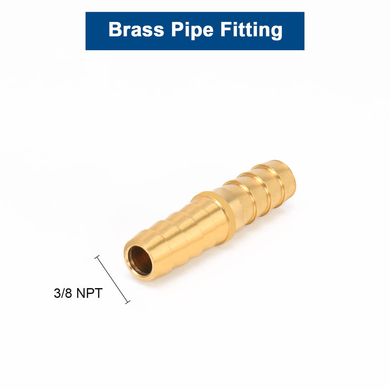 [Australia - AusPower] - BathAce Brass Hose Barb Fitting Splicer Mender, Quick Connect Threaded Pipe Adapter Heavy Duty M Type Fitting Union Air Gas Water Fuel, 2 Pack (3/8 Barb x 3/8 Barb) 3/8 Barb x 3/8 Barb 