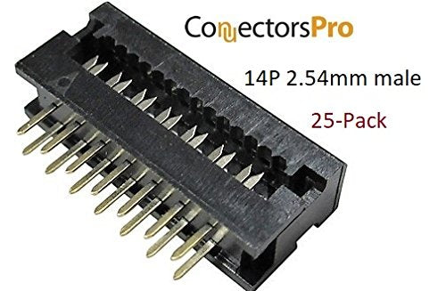 [Australia - AusPower] - Connectors Pro 25-Pack IDC 2X7 14 Pins Male 2.54mm 0.1" Pitch Dual Row Plugs for Flat Ribbon Cable, FD 14P 25-PK 