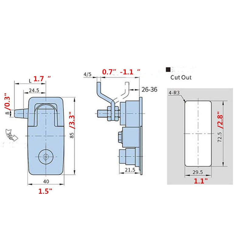[Australia - AusPower] - 2Pcs Compression Latch Flush Sealed Lever Latch Trigger Lift and Turn Adjustable Grip Style2 