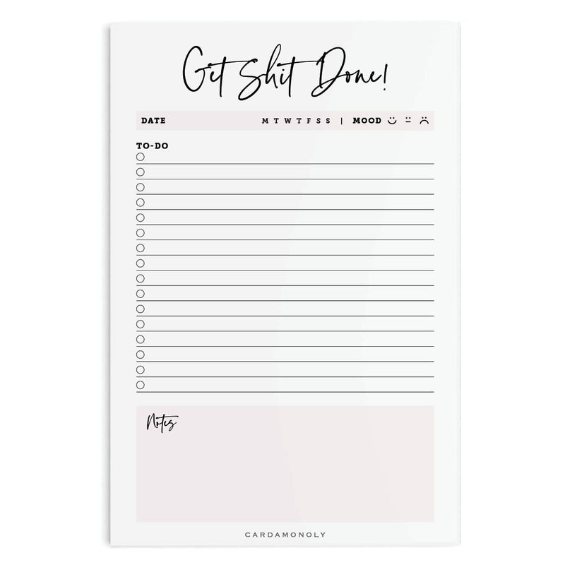 [Australia - AusPower] - Undated Checklist Pad - Get Shit Done Notepad - to DO List - 6 x 9 Inch - Office Decor for Women - 50 Page Tear Off Get Things Done 6 X 9 