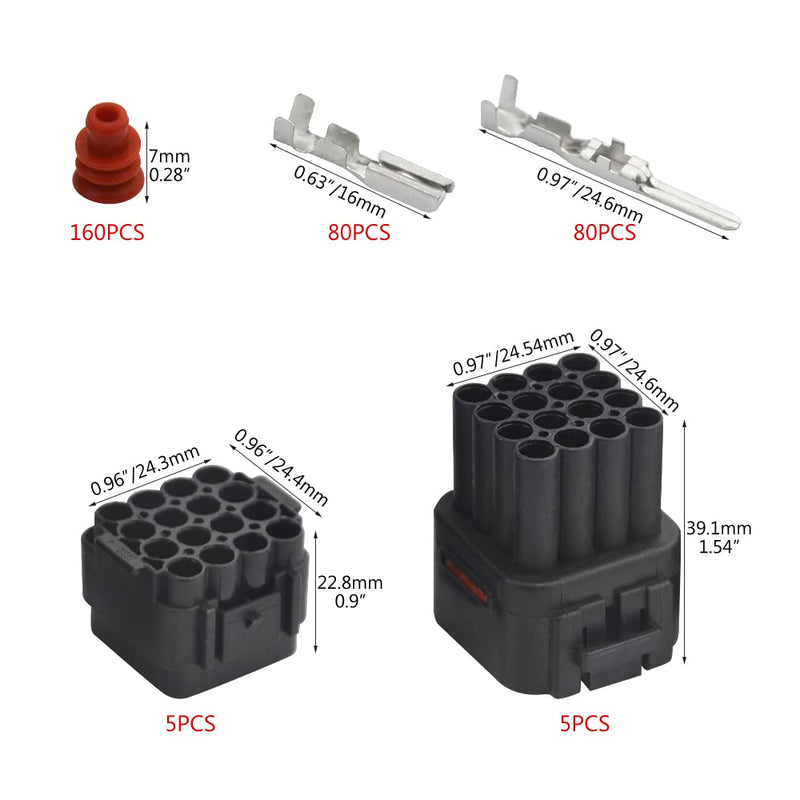 [Australia - AusPower] - WMYCONGCONG 5 Kits 16 Pin Way Waterproof Electrical Connector Plug for Car Automotive 