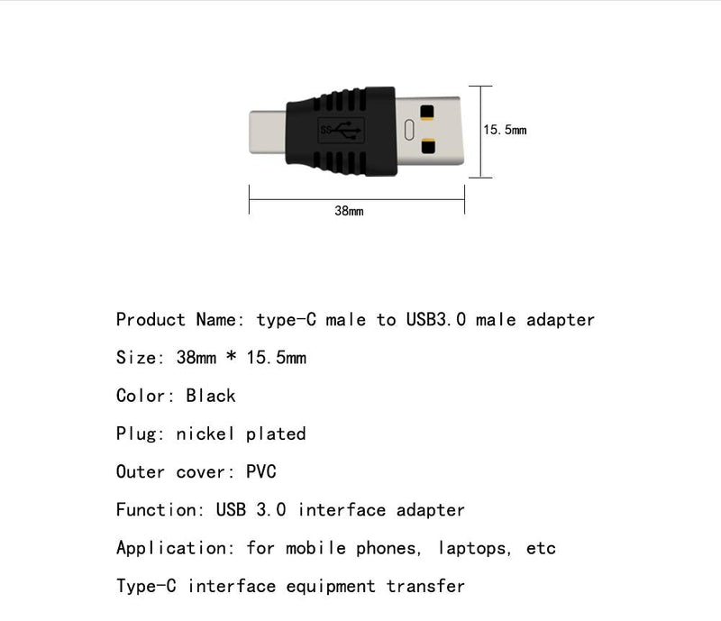 [Australia - AusPower] - Type-C Male to USB3.0 Male Adapter，USB C to USB A 5G 3A Converter, USB 3.1 AM to cm Support Data Synchronization and Charging, Suitable for Mobile Phones, Computers, Notebook Computers,2-Pack 
