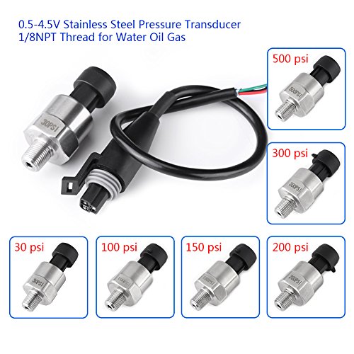 [Australia - AusPower] - Pressure Transducer Sender Sensor for Oil Fuel Air Water, 1/8"NPT Thread Stainless Steel (100PSI) 