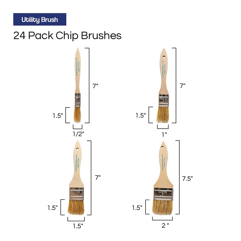 [Australia - AusPower] - Pro Grade - Chip Paint Brushes - 24 Piece Variety Chip Brush Set 