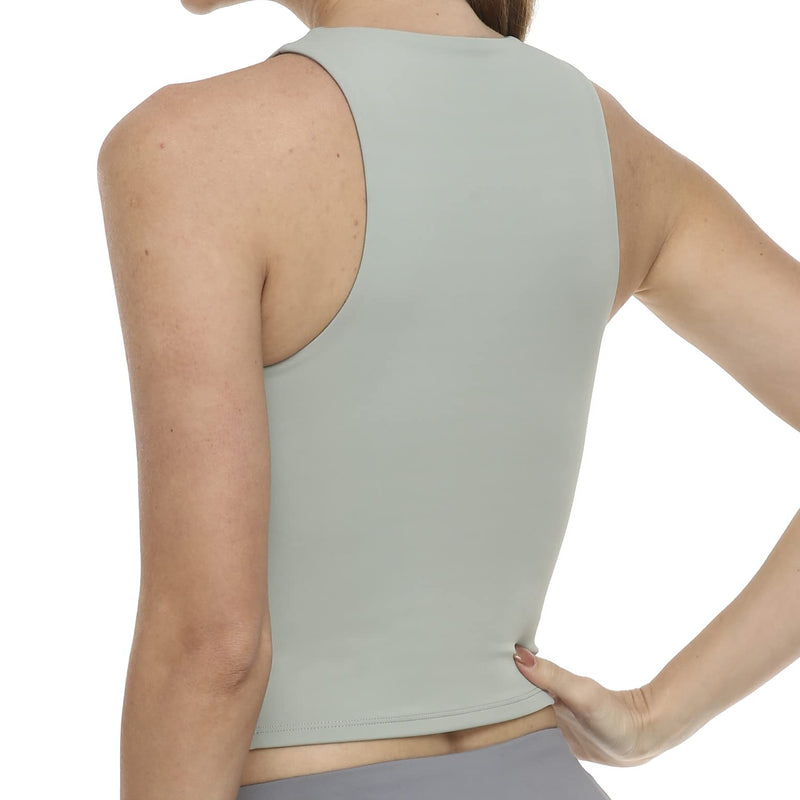 [Australia - AusPower] - Colorfulkoala Women's Essential Basic Cropped Tank Body Contour Yoga Tops X-Small Sage Green 