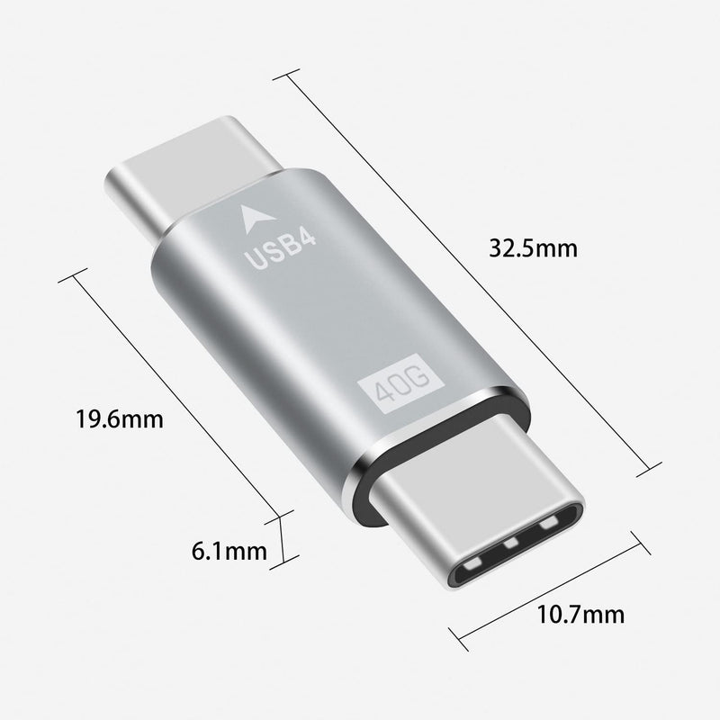 [Australia - AusPower] - Duttek USB C Male to Male Adapter, 40Gpbs Type C Male to Type C Male Full Featured Adapter, Support Data Synchronization and Charging, for with Thunderbolt 3/4, USB3.1, USB2.0. Silver 