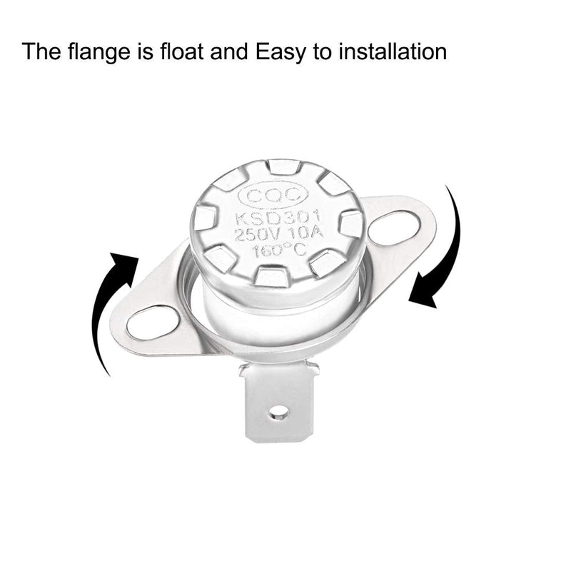 [Australia - AusPower] - uxcell KSD301 Thermostat 160°C/320°F 10A Normally Closed N.C Adjust Snap Disc Temperature Switch 2pcs 