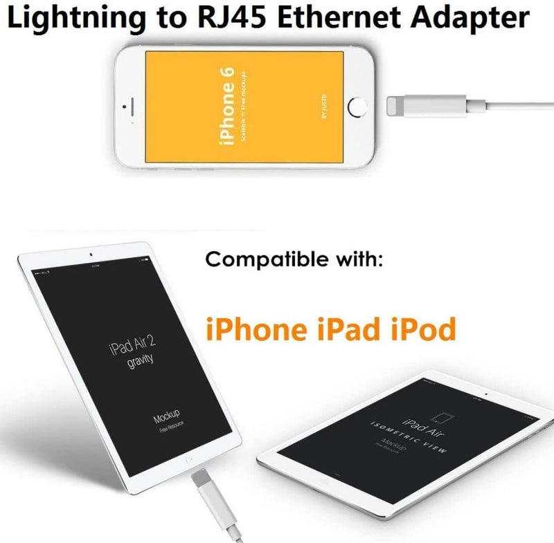 [Australia - AusPower] - [Apple MFi Certified] Lightning to Ethernet Adapter,RJ45 Ethernet LAN Network Adapter Cable with 8 Pin Connector Compatible with iPhone 13/12/11/XS/XR/X/8/7/iPad/iPod, Plug and Play, Supports 100Mbps 