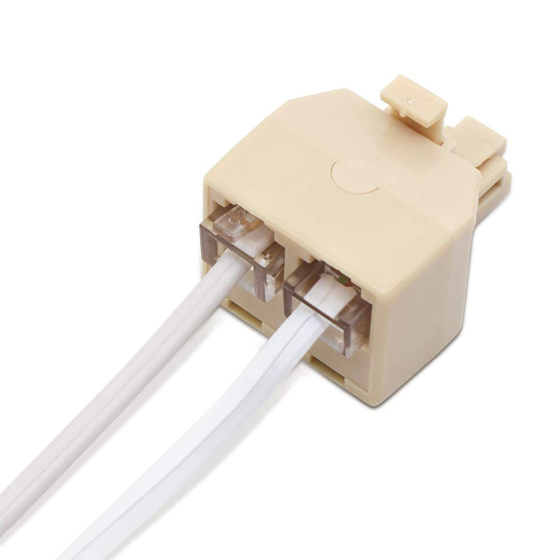 [Australia - AusPower] - Telephone Splitter Adapter RJ11 6P4C Duplex 2 Way Wall Jack Plug Phone Line Split Two Modular Converter Male to 2 Female Connector for Office Home ADSL DSL FAX Model(2 of Pack) 2-Pack,White 