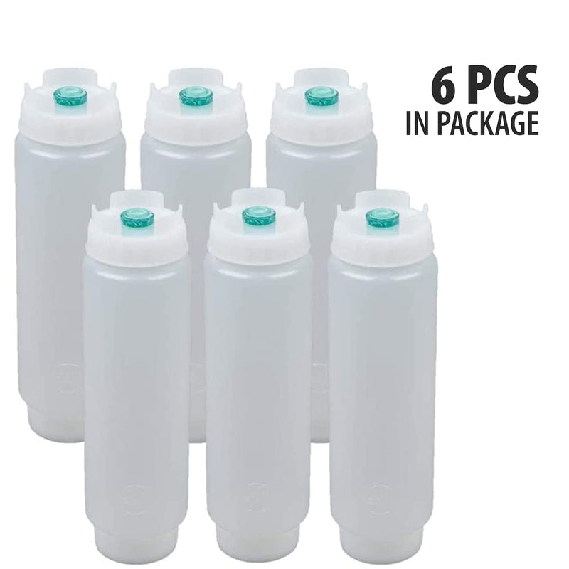 [Australia - AusPower] - 6 PCS 16 OZ Squeeze Plastic Bottles For Edible And Inedible Liquids: Mayonnaise, Mustard, Ketchup, Shampoo, Conditioner, Body Wash – High Quality Squeeze Bottles – Reusable Squeezing Bottles 