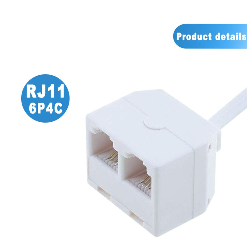 [Australia - AusPower] - Telephone Splitter, 3-Pack RFAdapter RJ11 Male to Female Two Way Phone Line Splitter Converter Cable 