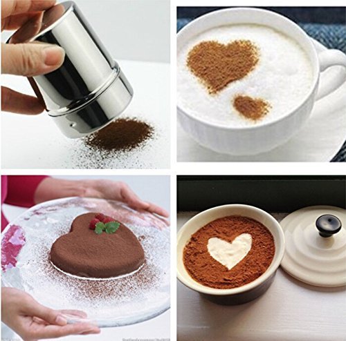 [Australia - AusPower] - Honbay Stainless Steel Chocolate Shaker Icing Sugar Powder Cocoa Flour Coffee Sifter Cooking Tools Lid Chocolate Shaker Cocoa 