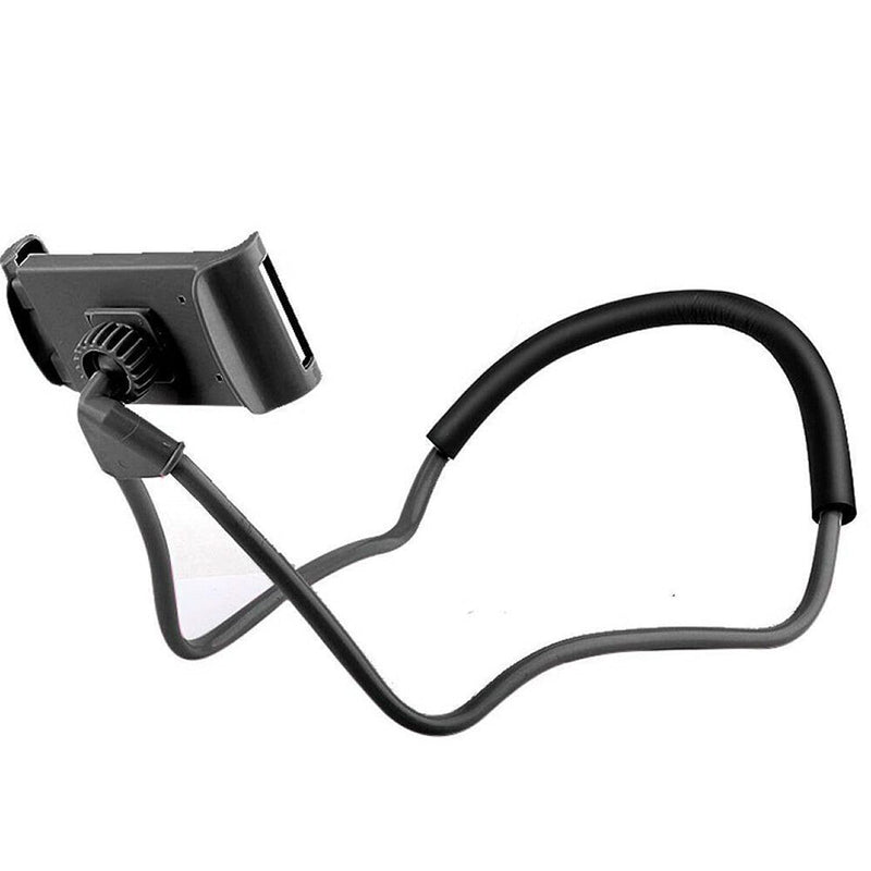 [Australia - AusPower] - Universal Smart Mobile Phone Stand,Hanging on Neck Cell Phone Mount Holder, Lazy Cell Phone Holder (Black) 