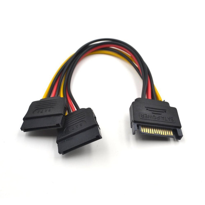 [Australia - AusPower] - TRADERPLUS 2Pcs 15 Pin SATA to Dual SATA Power Y Splitter Cable for Hard Drive HDD SSD 8 Inch 