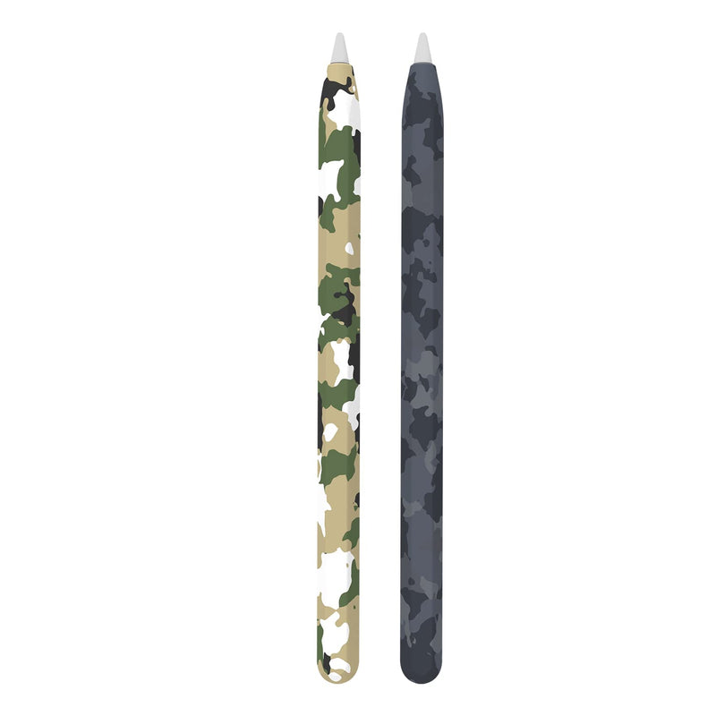 [Australia - AusPower] - LOVE MEI for Apple Pencil Silicone Holder Sleeve for 1st Generation Protective Skin Cover Magnetic case Non-Slip Smooth Grip Army Camouflage Combination Accessories for iPad Pro(2 Pieces) Grey&White 