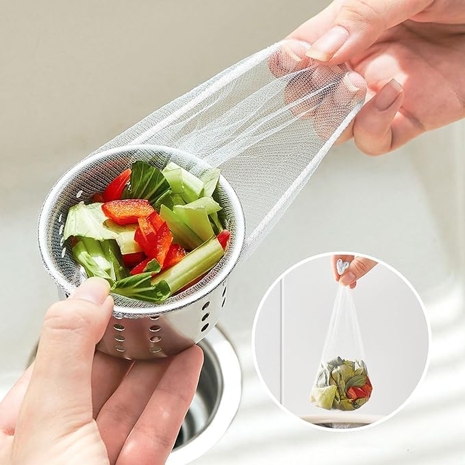 [Australia - AusPower] - 500 Pcs Disposable Mesh Sink Strainer Bags Kitchen Sink Strainer Mesh Bag Disposable Sink Net Strainer Filter Bags for Sink Drain for Collecting Kitchen Food Waste Leftover Garbage 
