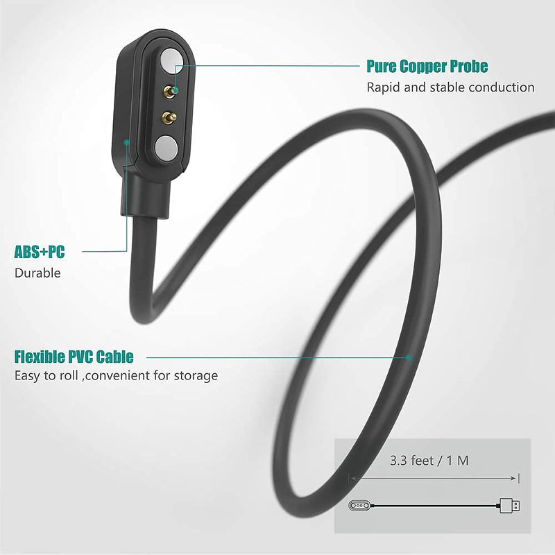 [Australia - AusPower] - F57l Smartwatch Charger, Magnetic Replacement Charger Compatible for BNGXR F57l, Barn Eleven F57l, BINGONE,Grewas,Soputry,Bysku,YunYe,Flashstar, Aobialen,YAOBFUL, F57l Smartwatch (2 Pack-Black+Black) 2 pack-Black+Black 
