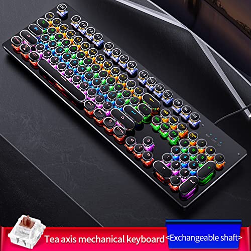 [Australia - AusPower] - Basaltech Brown Switch Mechanical Keyboard with Wireless Computer Mouse, Typewriter Style Gaming Keyboard with 2.4G Bluetooth Silent Mouse 