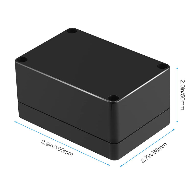 [Australia - AusPower] - PINFOX 2 Pack Black Waterproof Plastic Project Box ABS IP65 Electronic Junction Box Enclosure 3.94 x 2.68 x 1.97 inch (100 x 68 x 50 mm) 3.94"x2.68"x1.97" (2 PCS) 