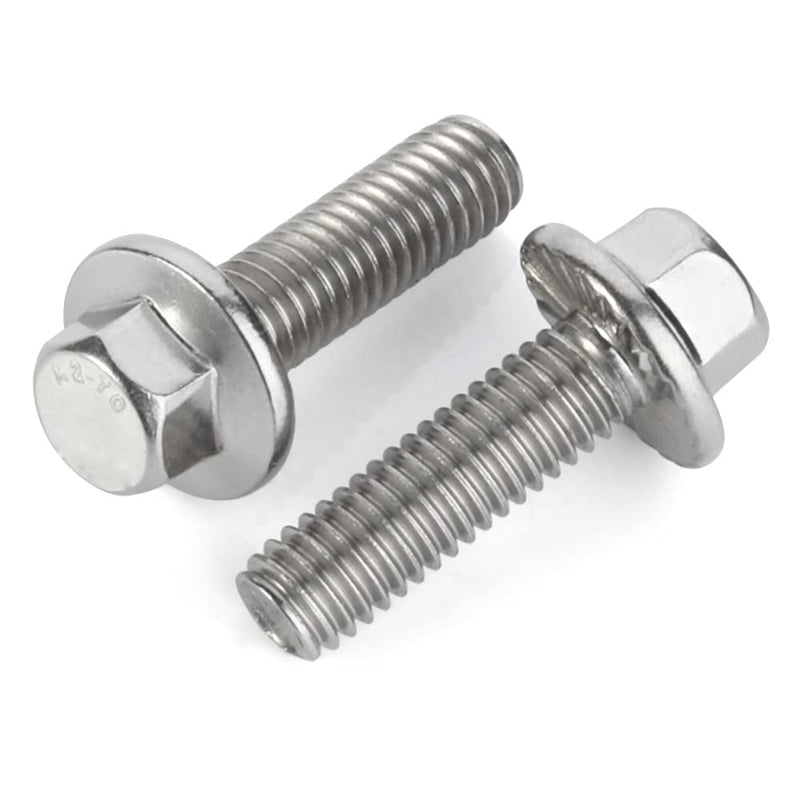 [Australia - AusPower] - M6-1.0 x 20mm Flanged Hex Head Bolts Flange Hexagon Screws, Stainless Steel 18-8 (304), Plain Finish, 25 PCS M6 x 20mm (25 PCS) 