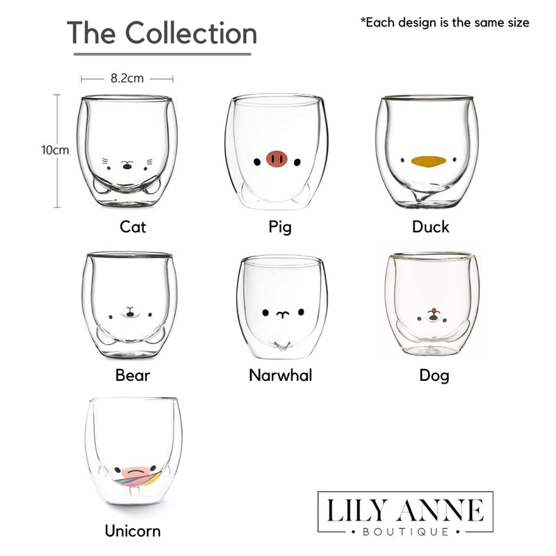 [Australia - AusPower] - Cute Pig Coffee Mug - 3D Animal Double Wall Glass Cup Collection - Use as a Glass Coffee Cup, Tea Cup, Cocktail Cup, or Milk Cup - 12.6oz Cups - Pig Mug (Pig) 