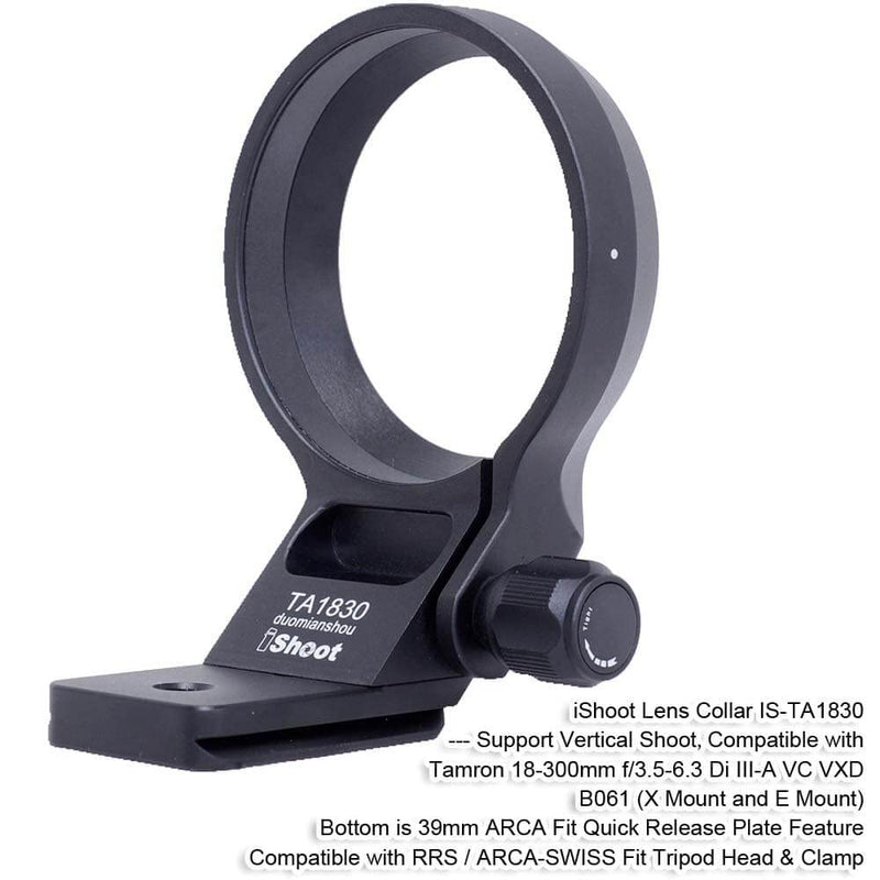 [Australia - AusPower] - iShoot Tripod Mount Ring Lens Collar Compatible with Tamron 18-300mm f/3.5-6.3 Di III-A VC VXD B061 (X/E Mount), Lens Support Holder Bracket Bottom is Arca-Swiss Fit Quick Release Plate Dovetail 