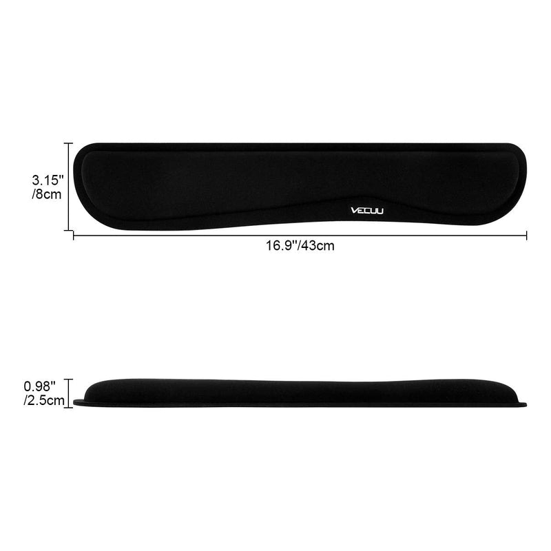 [Australia - AusPower] - VECUU Keyboard Wrist Rest, Keyboard Pad with Ergonomic Raised Memory Foam for Easy Typing & Pain Relief, Anti-Slip Wrist Support for Keyboard Suit for Computer, Laptop, Office, PC Gaming (Black) 