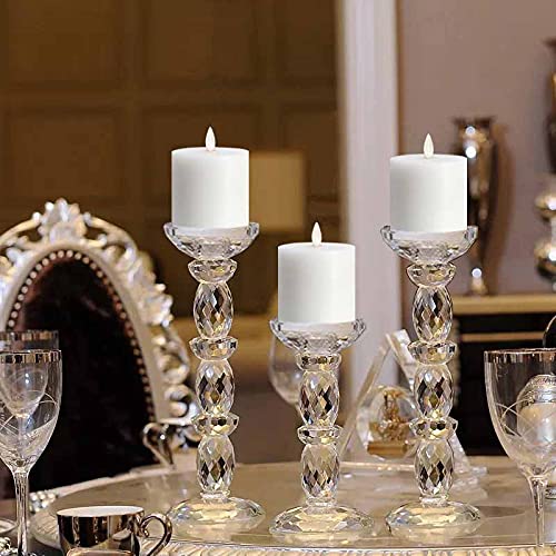 [Australia - AusPower] - Jolnyus 3x3 inch White Flameless Candles Set of 3 Flickering LED Candles Battery Operated with Remote Control Timers for Concert Fireplace Livingroom Party Dimmable Pillar Candles Flat top 