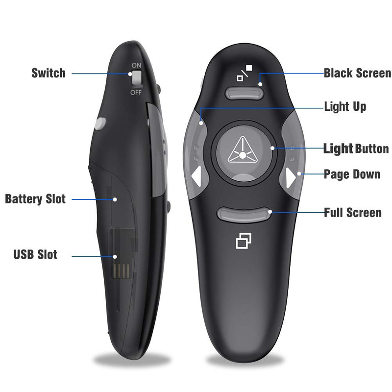 [Australia - AusPower] - Presentation Clicker Wireless Presenter Remote Clicker for PowerPoint Presentation Remote, RF 2.4GHz USB Presentation Clicker PPT PowerPoint Clicker for Mac, Keynote, Computer, Laptop 