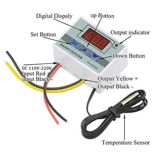 [Australia - AusPower] - XINGYHENG XH-W3002 DC 110V-220V 1500W 10A Microcomputer Digital Temperature Controller Digital Display Thermostat Control Switch and NTC 10K Thermistor Sensors Temperature Probe (110-220V 1500W) 