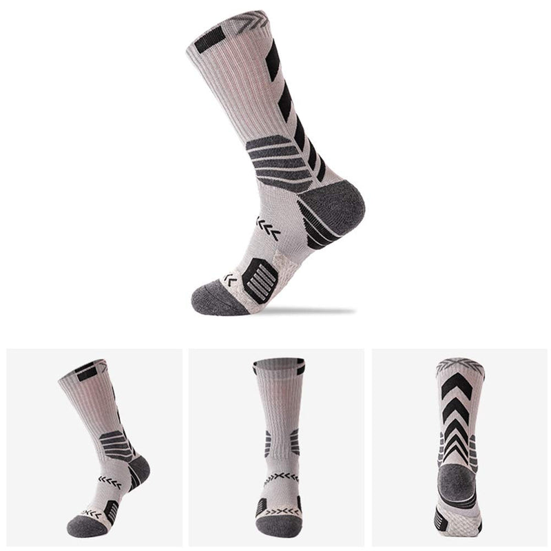 [Australia - AusPower] - 5 Pairs Men's Athletic Crew Socks Performance Thick Cushioned Sport Basketball Running Training Compression Sock 