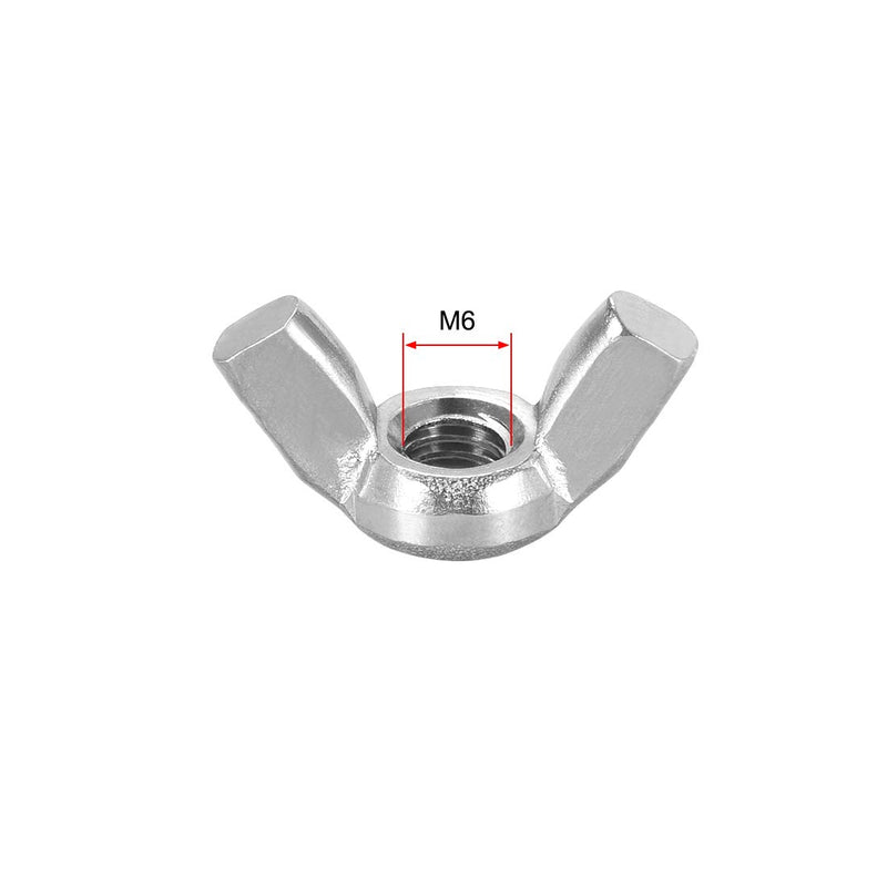 [Australia - AusPower] - uxcell M6 Wing Nuts, Stainless Steel 304 Fasteners Parts Hurrican Screws Hand Twist Tighten Ear Butterfly Nut, 20pcs 