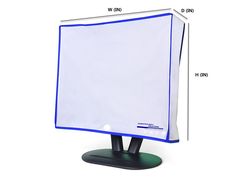 [Australia - AusPower] - Computer Monitor dust Cover for Flat Panel LCD-Silky Smooth Anti-Static Vinyl with Blue Trim (16W x14H x3D) 16W x14H x3D 