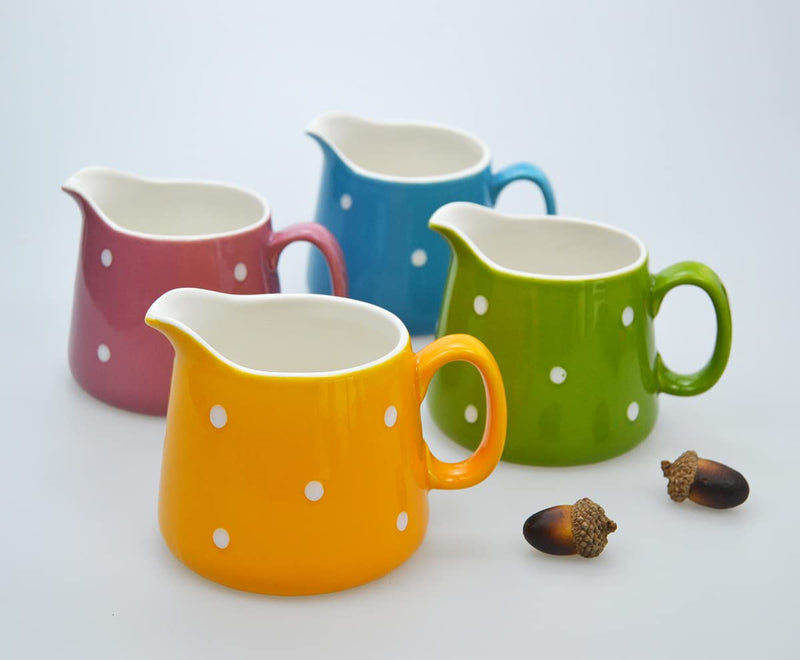 [Australia - AusPower] - CHOOLD Polka Dot Ceramic Creamer with Handle,Coffee Milk Creamer Pitcher /Serving Pitcher/Sauce Pitcher/ Milk Creamer Jug for Kitchen 8.5oz Green 