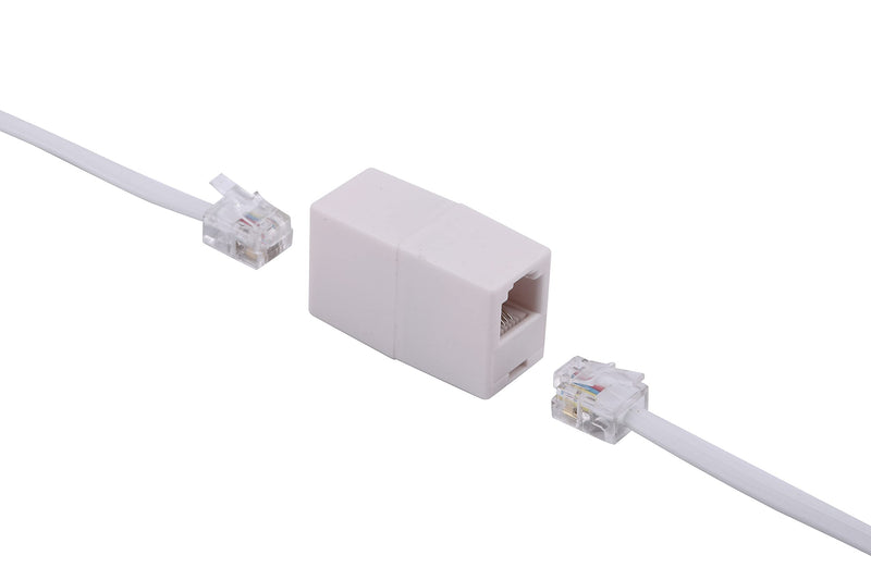 [Australia - AusPower] - RJ11 Coupler, Straight Telephone Inline Coupler RJ11 6P4C Inline Keystone Jack Female to Female Straight Telephone Cable Cord Extension Adapter White 5 Pack White 5Pack 
