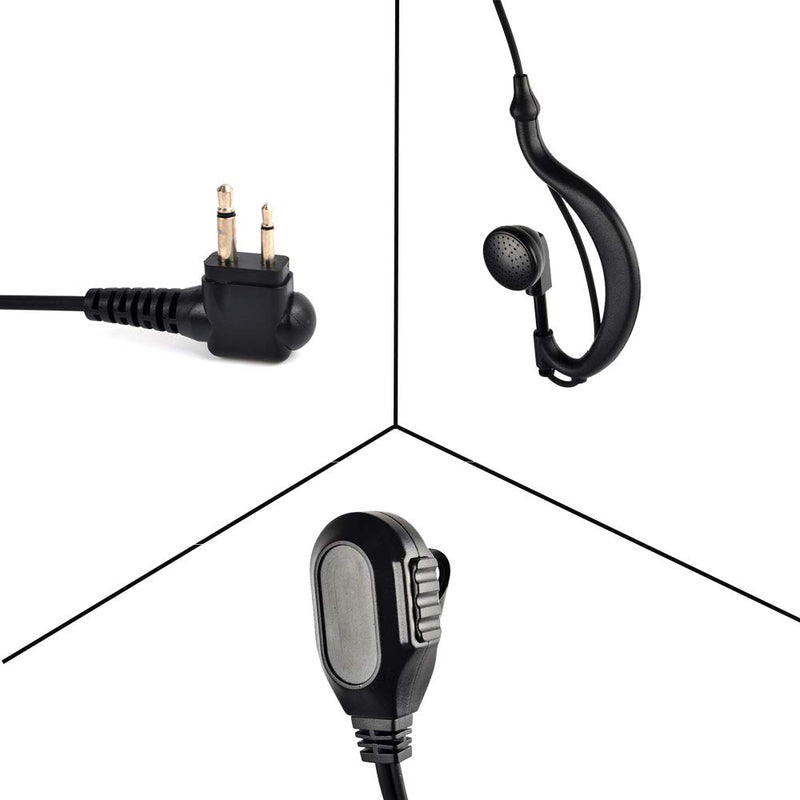 [Australia - AusPower] - Two Way Radio Earpiece 2-pin G Shape Walkie Talkie Headset with PTT Microphone Compatible for Motorola Handheld Radios GP88S GP300 GP2000 GP88 CP040 CP1200 A8 A6 A10 A12 (5 Packs) 