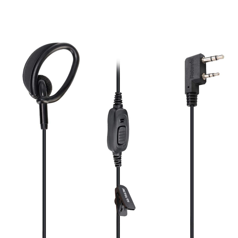 [Australia - AusPower] - Retevis RT68 Earhook Two Way Radio Earpiece Single Wire, Compatible with Retevis RT22 RT21 H-777 RT68 H-777S RT22S pxton eSynic Walkie Talkies, Walkie Talkie Headset with Microphone 2 Pin(4 Pack) 