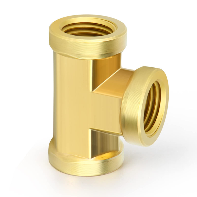 [Australia - AusPower] - GASHER 2 Pcs Brass Tee Fitting, 1/4" x 1/4" x 1/4" NPT Female Pipe Fittings 1/4 NPT 
